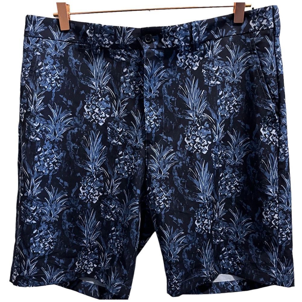 Jack Nicklaus Mens Printed Golf Shorts 9” Inseam Pineapple Navy Print Size 36